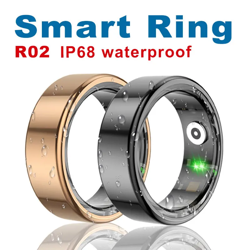 R02 Smart Ring Blood Oxygen Health Tracker Military Grade Titanium Smartring Heart Rate IP68 & 5ATM Waterproof Multi-sport Modes