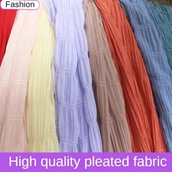 Plain Pleated Fabric Chiffon By Meter for Skirts Clothing Dresses Sewing Translucent Korean Style Curtains Cloth Breathable Thin