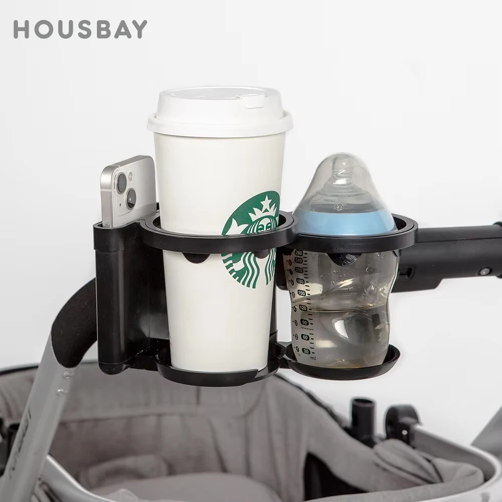 

Baby Stroller Cup Holder Mobile Phone Stand Baby Bottle And Beverage Cup Holder Conversion 2-Cup Universal Baby Stroller