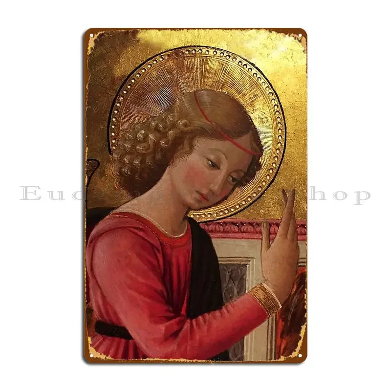 Angel Altarpiece Detail Antique Christian Catholic Religious Art Metal Plaque Poster Living Room Wall Decor Tin Sign Poster