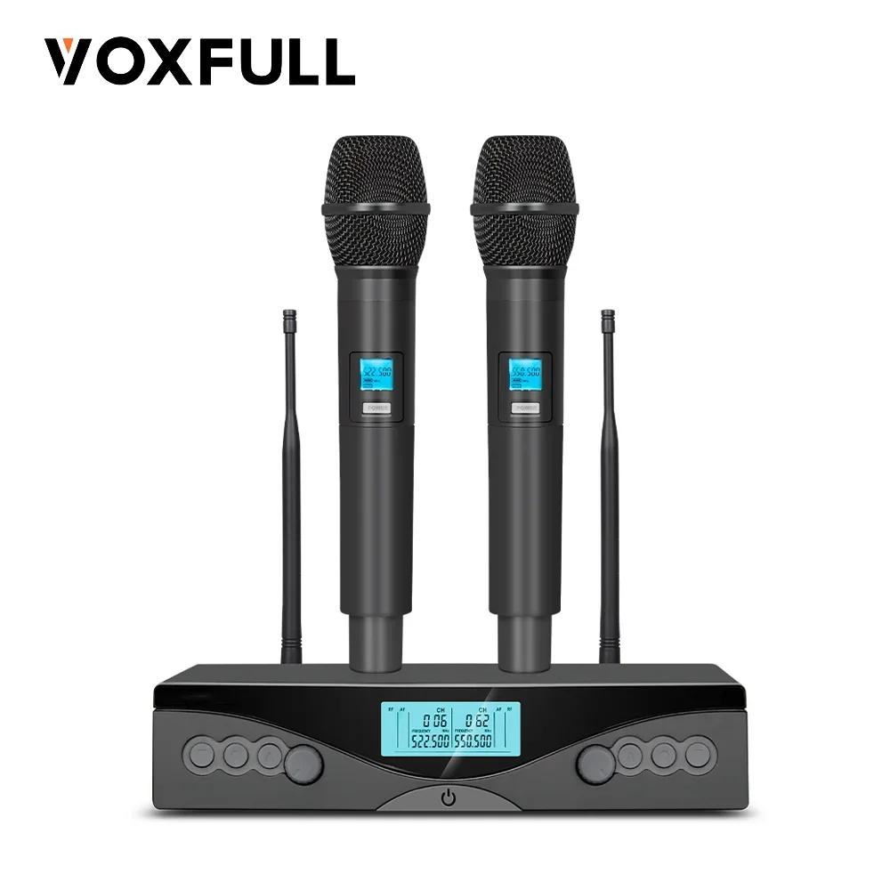 

VOXFULL AW350 professional dynamic vocal karaoke stage church uhf dual wireless microphone kit for youtuber with logo