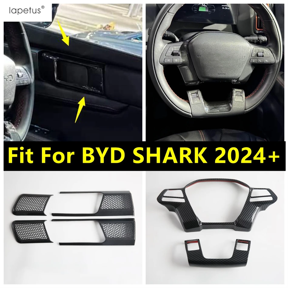 

Carbon Fiber Steering Wheel Frame / Inner Door Handle Frame Decoration Cover Trim Accessories Interior For BYD SHARK 2024 2025