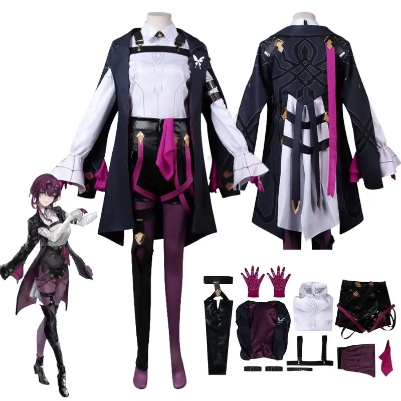 Uniforme de fantasia cosplay para meninas, casaco e calça, conjunto completo, roupas de anime, roupas de RPG, carril Honkai Star, terno Kafka Halloween