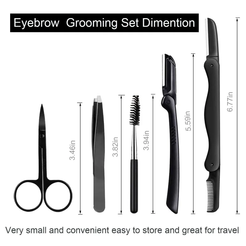 Eyebrow Razor Trimmer Kit Eyebrow Grooming Set for Women and Men Comb Tweezers Scissors Brow Razors Eyebrow Brush Beauty Tools