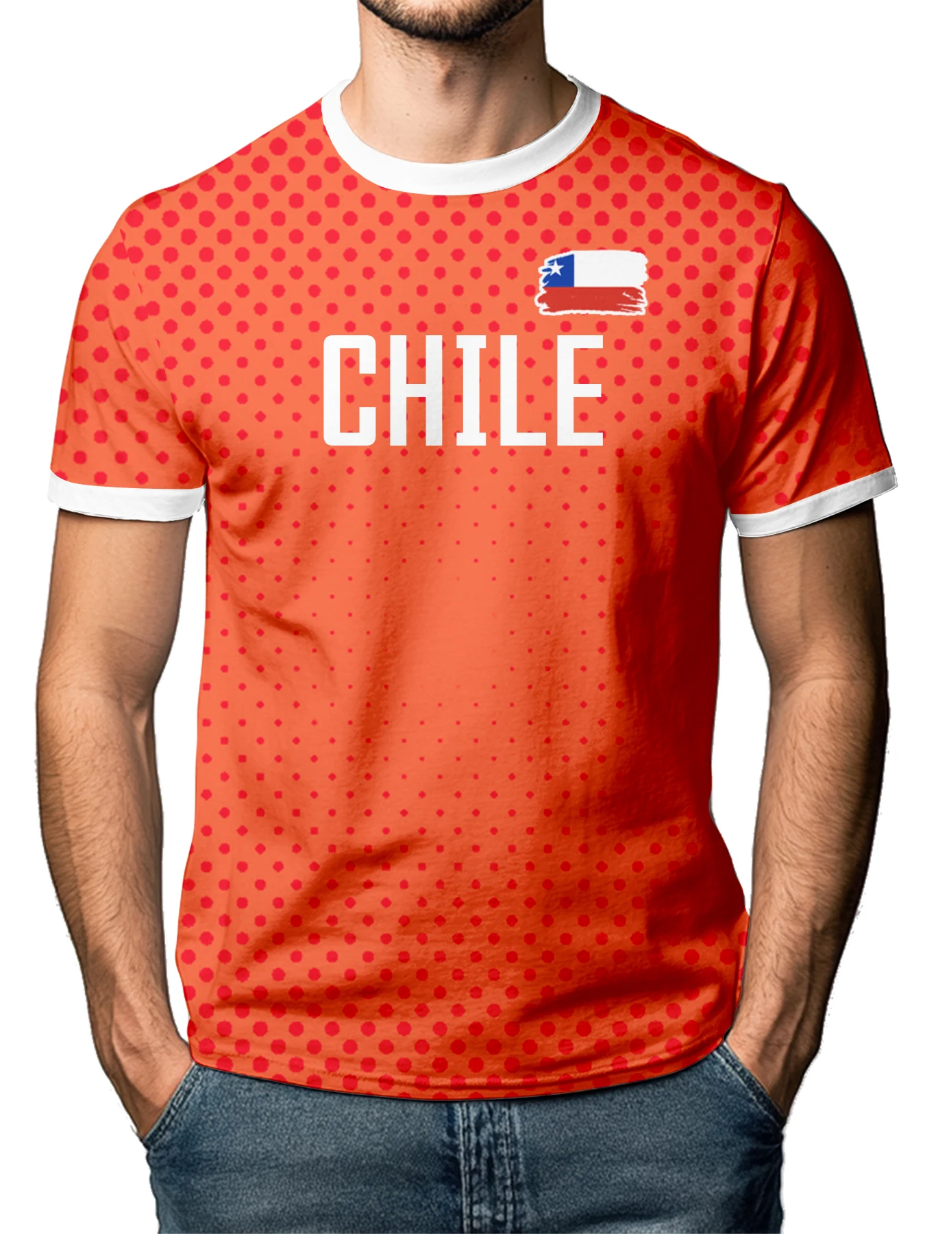 Men's Custom Chile National Team Soccer T-shirt Personalized Name Number Football Shirt, Breathable Quick Dry Sportswear