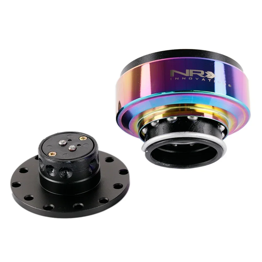 Rainbow&Black Aluminum Quick Release Hub Snap Off Sport Steering Wheel