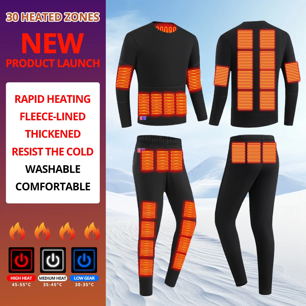 

Winter Warm Heated Underwear Set Women Men USB Electric Heating Jacket Winter Sports Thermal Underwear Electric Heated Equipment