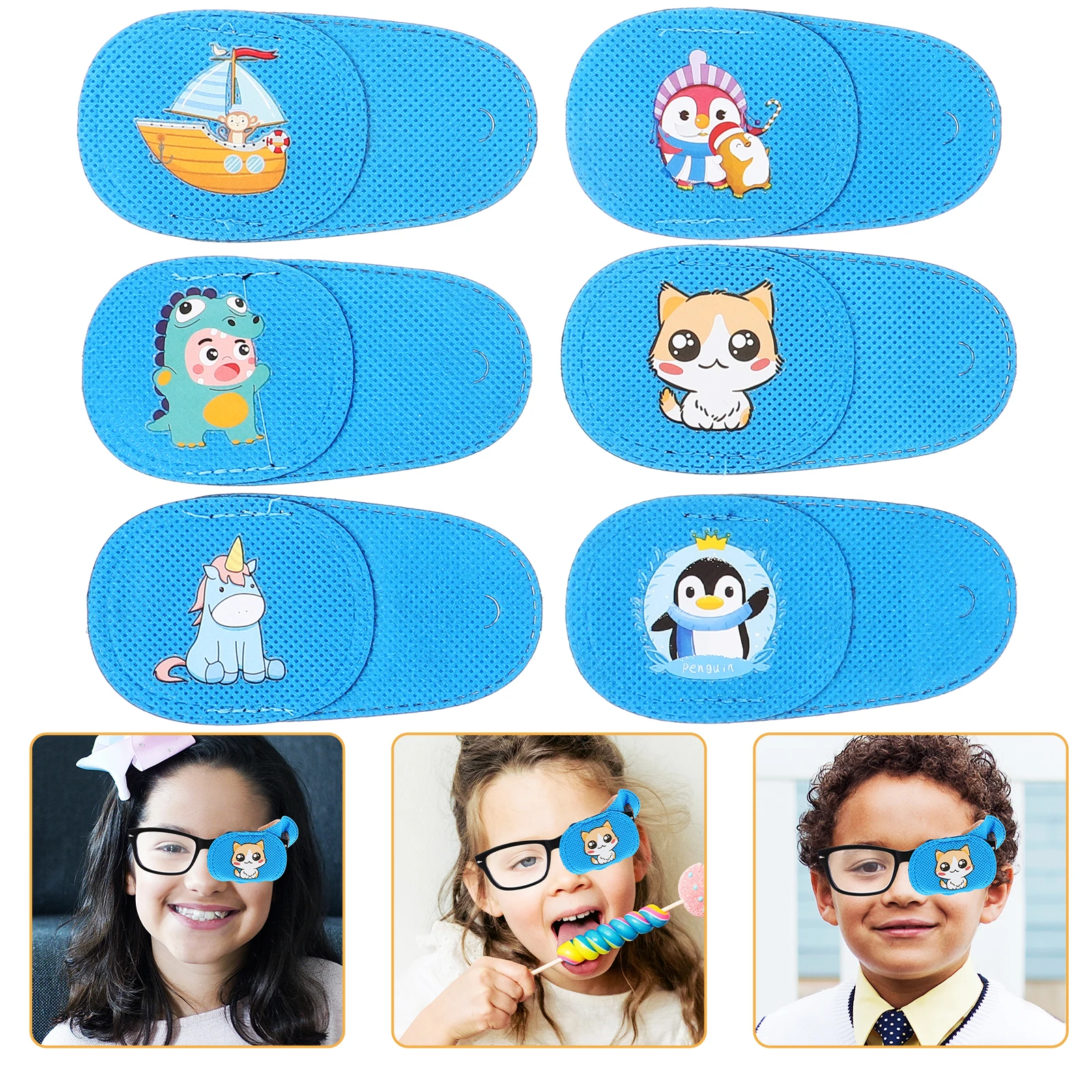 

6pcs Kids Patches Amblyopia Correction Patch For Children Breathable Lightweight Glasses Full Cover Strabismus Eye Mask Weak