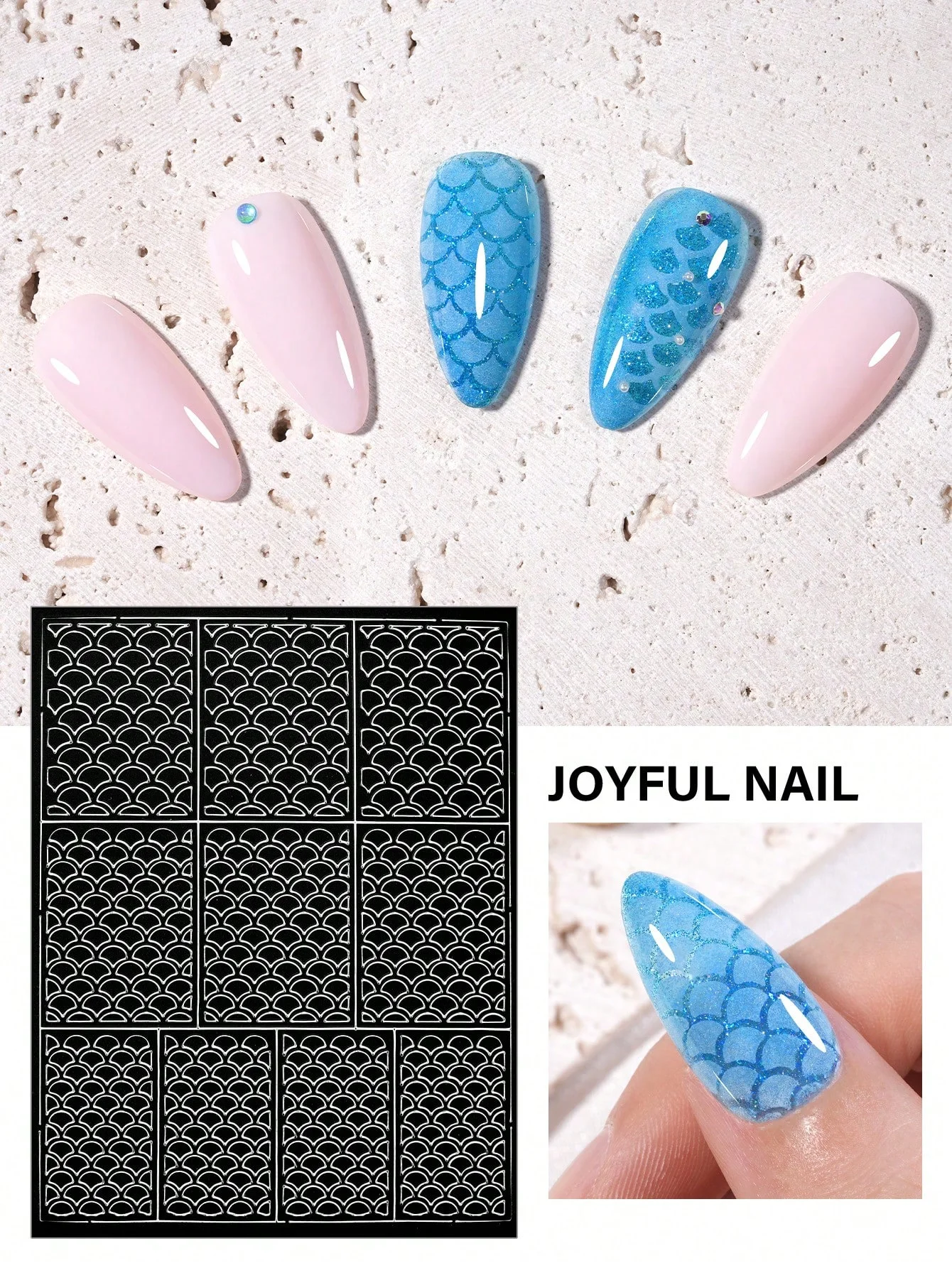 1pc 6 Style Hollow out Grid Stripe Nail Art Stickers, Simple Design Self-Adhesive Nail Tips Nail Art Decoration Stencil Tools, P