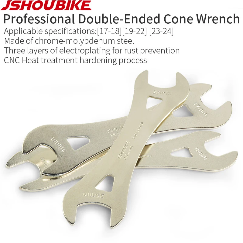 JSHOU BIKE Head Open End Axle Hub Cone Wrench 13 to 24mm High Carbon Steel Bicycle Hub Spanner Repair Bike Tools for MTB