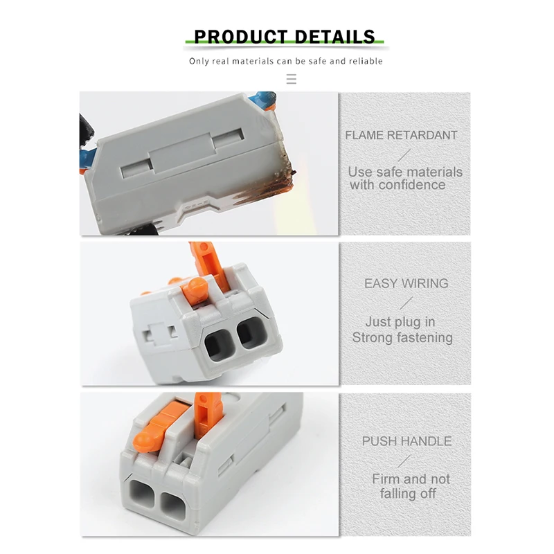 Quick Electrical Lever Wire Connectors 2 Port 3 Port Cable Spring splice Universal Compact Clamp Mini Wiring Terminal Connector