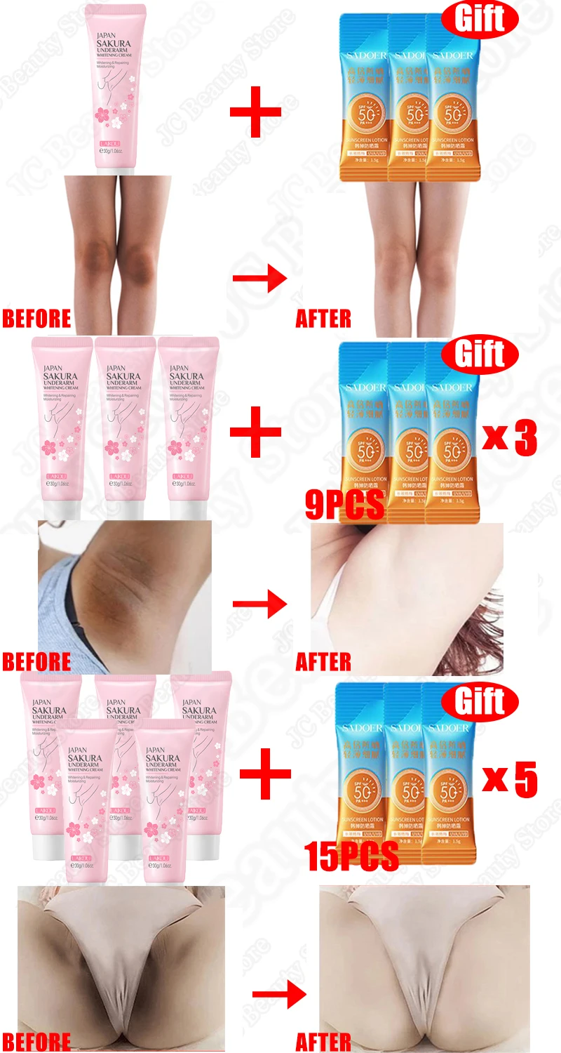 Body Whitening Cream Arms Thighs Underarm Knees Whitening Essence Cream Brighten Moisturizing Body Korean Skin Care Products 30g