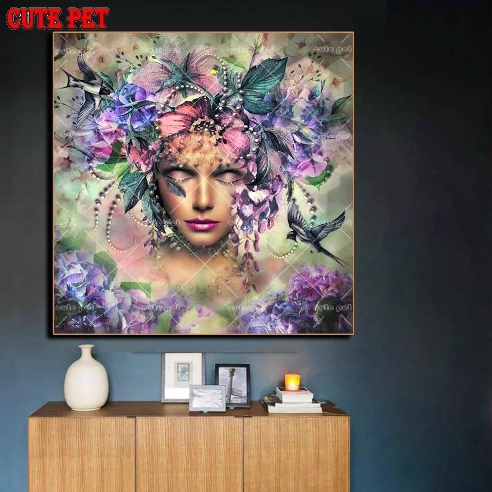 Fantasy Fruit Flower Girl 5D Diamond Painting Full Square New Arrival Woman Diamond Embroidery Sale Flower Mosaic Sale Wall Art