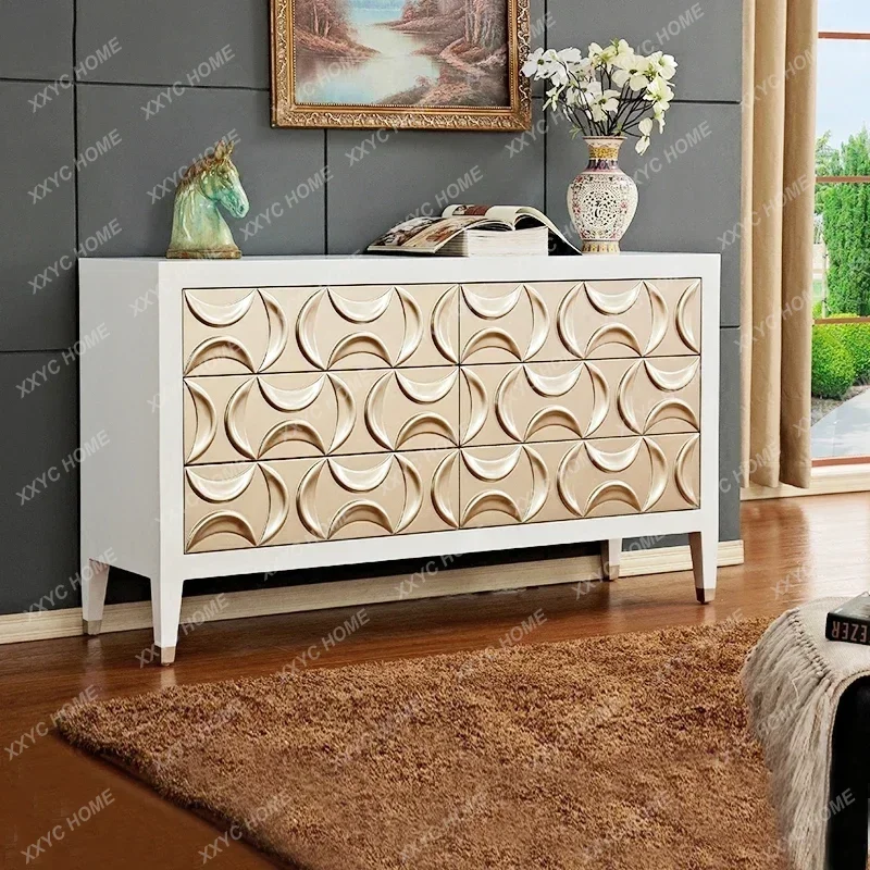 

xz living room entrance, white solid wood carving flower foyer side cabinet