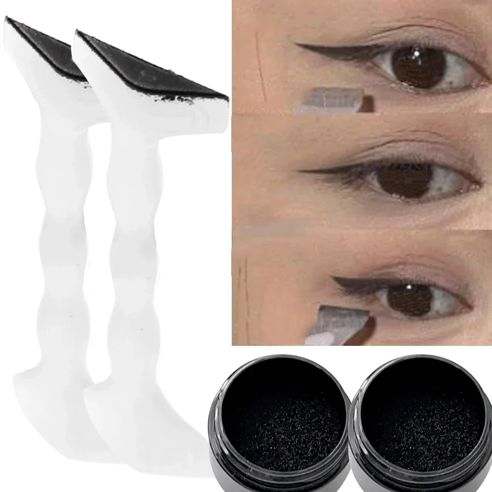 Waterproof Eyeliner Stamp Long Lasting Fast Dry Black Seal Eye Liner Eyes Makeup Stencils DIY Eyeliner Shape Set for Beginners