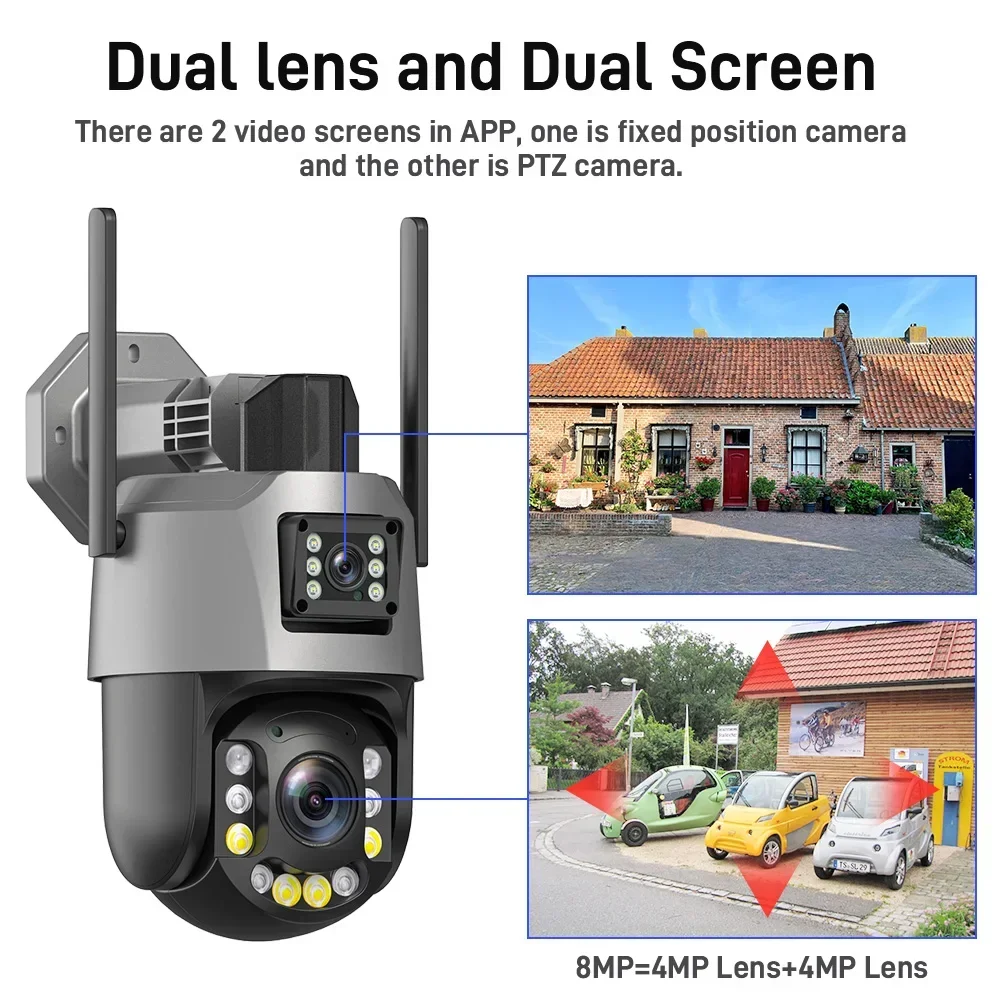 PEGATAH WIFI 8MP 20/50X Zoom PTZ Security Camera Dual Lens 4K Outdoor Surveillance Camera 393ft Ultra Long IR Vision ONVIF ICSEE