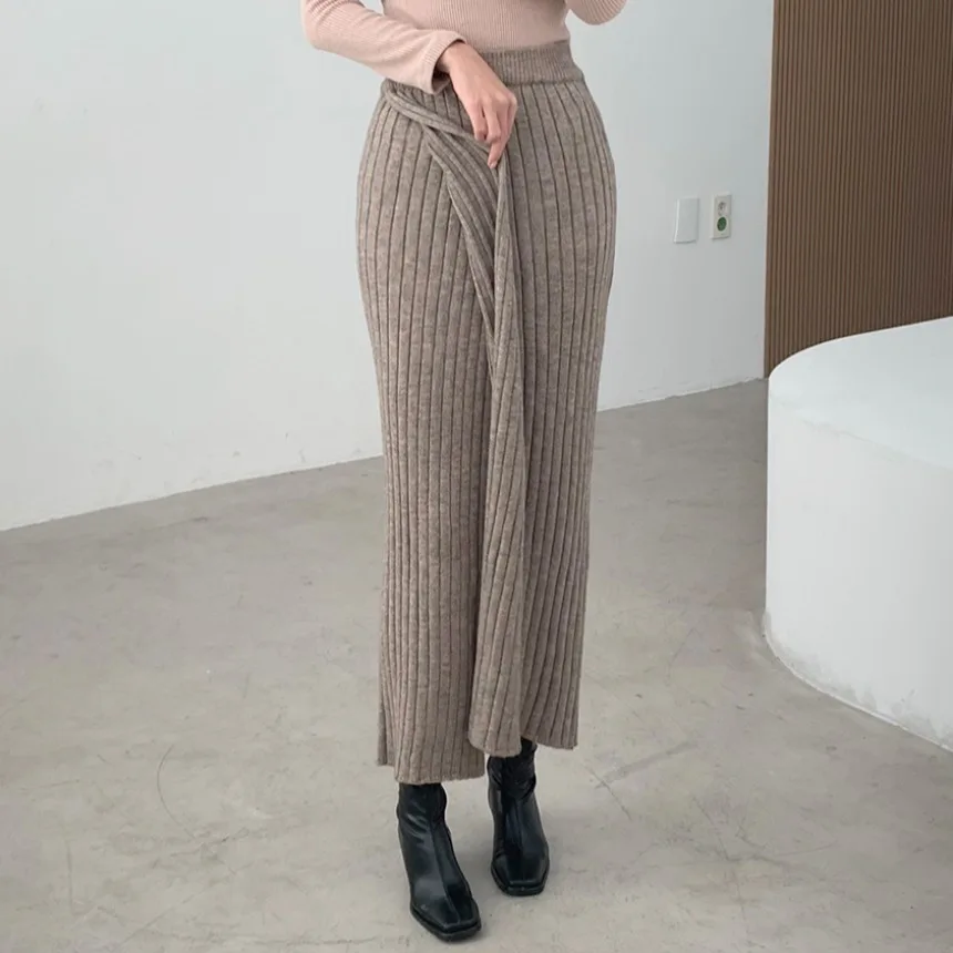 

Ele вязаная юбка-миди для женщин, облегающая юбка с высокой талией Ci Commute Sle, асимметричный дизайн, осень-зима Faion