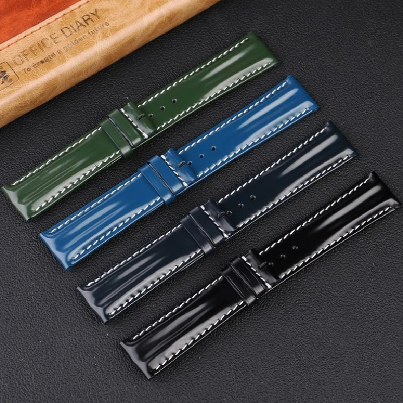 High Quality Personalized Genuine Leather Watchband For Omega Hippocampus Hamilton Tissot Blue Angel Men Strap 20mm 22mm