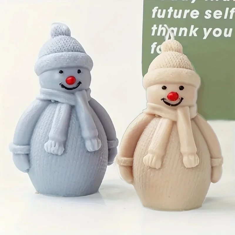 قالب سيليكون لشمعة رجل الثلج لصابون الجبس الراتنج الحرف اليدوية تصميم عيد الميلاد ديكور المنزل وهدايا العيد