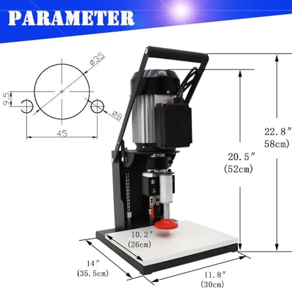 Portable Woodworking Hinge Drilling Machine 110V 1100W Power φ35mm*1 φ8mm*2 Drill 2840r/min Vertical Horizontal Adjustment