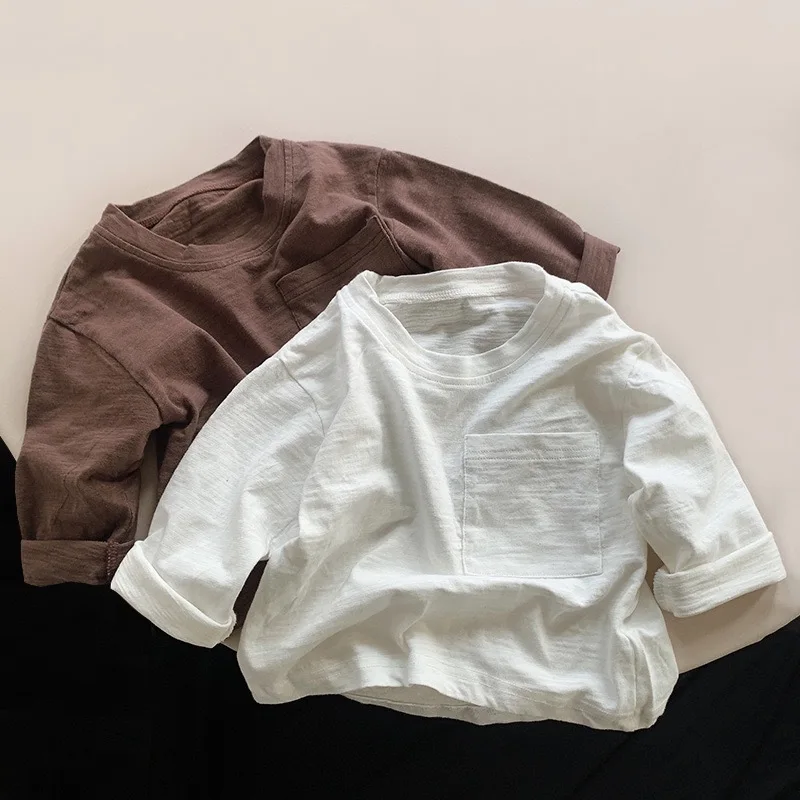 

( 1-7 Years ）Bamboo cotton children's long-sleeved T-shirt spring autumn new boys girls baby casual base shirt base shirt kids'