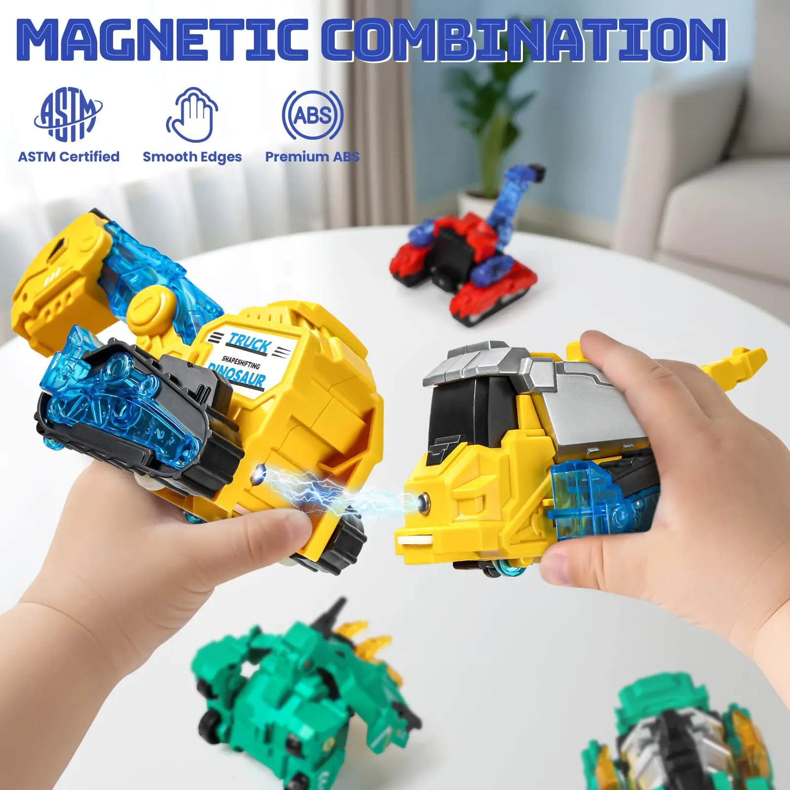 Camion per auto con dinosauro trasformante magnetico 6 in 1 - Confezione di bomboniere multiarticolo Dino Robot Decorazione per la stanza di compleanno