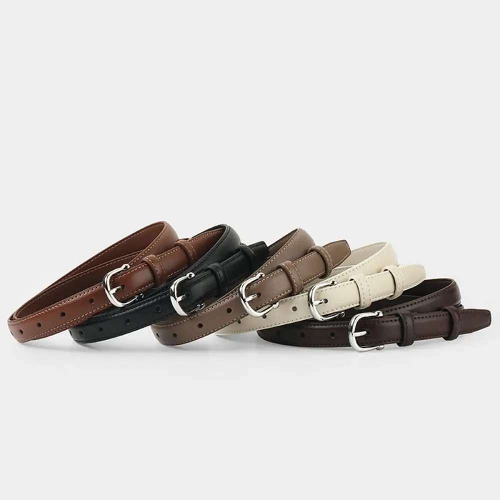 

Alloy Buckle Leather Fashion Belt Slender Strap PU Leather Waist Belt Korean Version Simple Korean Style Waistband Daily