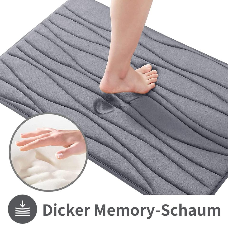  Kitinjoy Memory Foam Bathroom Floor Mats Super Absorbent Non-slip Durable Bath Rugs Soft Cozy Inside Carpet Washable Shower Mats 