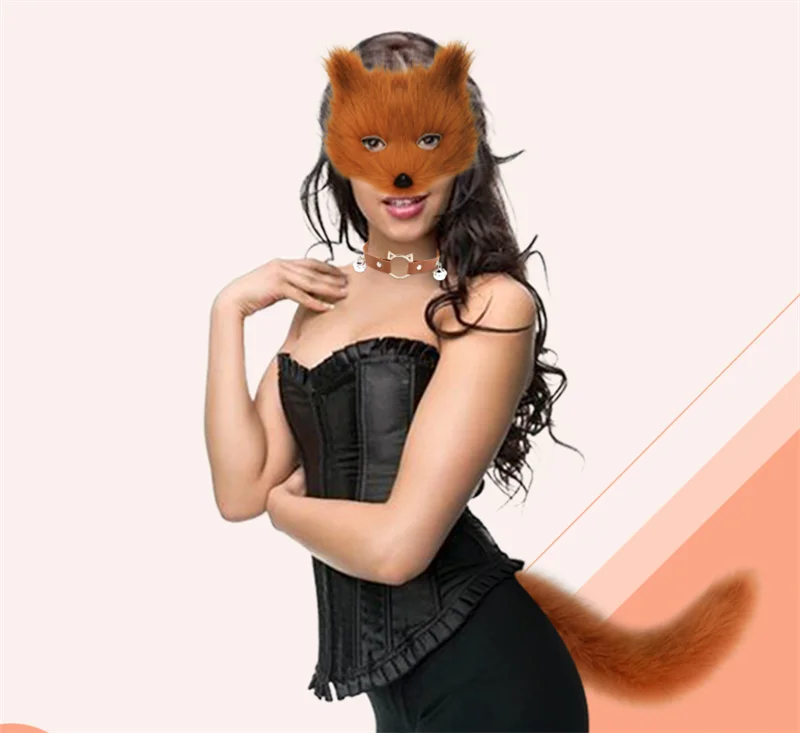 New Halloween Cosplays Costume Accessories Furry Fox Mask Wolf Fox Tail and Paw Gloves Set Theme Party Dress Up Props Kids Gift