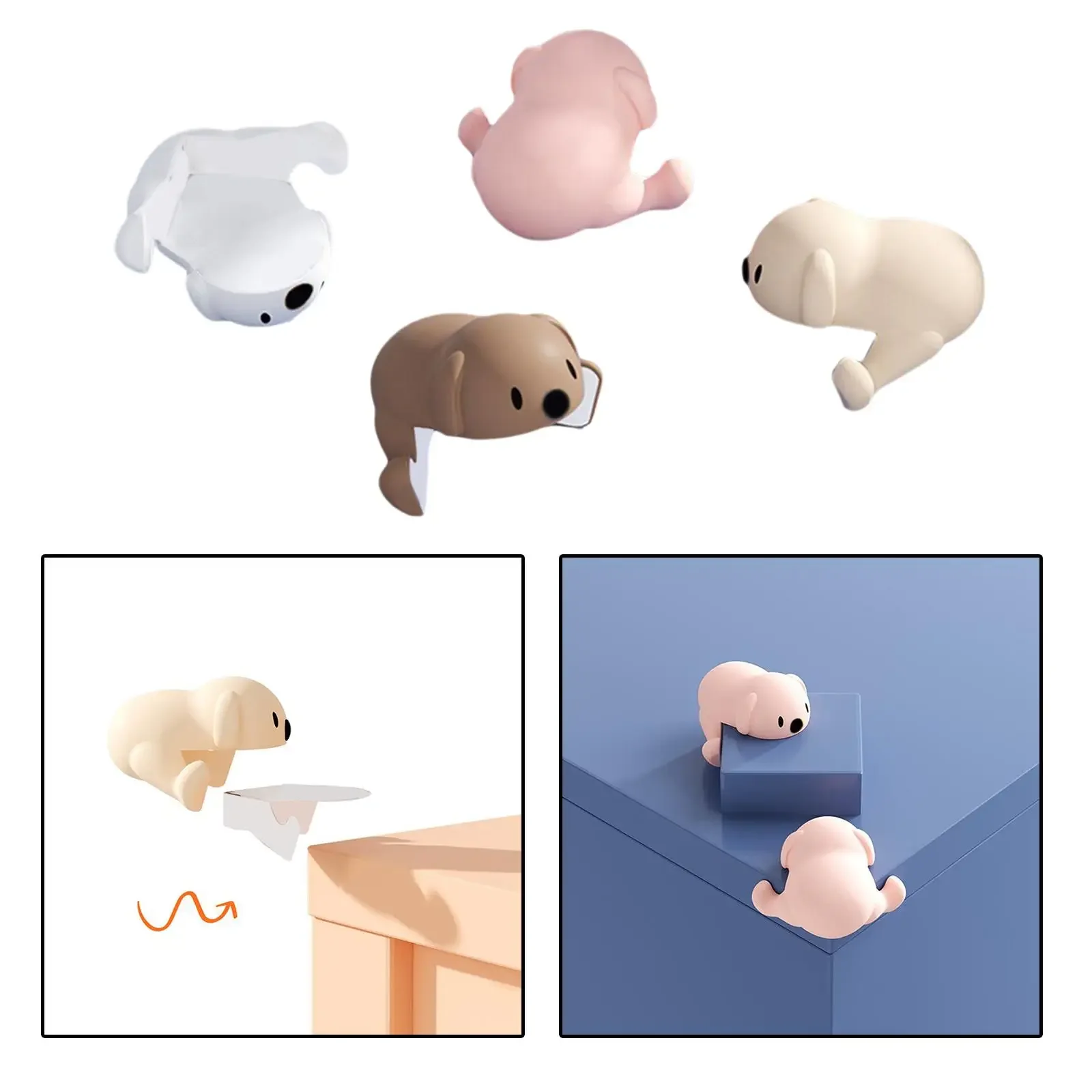 

4Pcs Baby Silicone Corner Protectors Table Corners Bear Collision Protectors Children's Collision Protectors Safety Protection