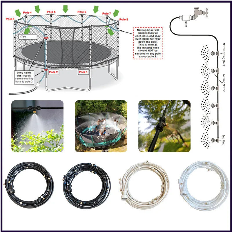 

Adjustable Patio Misting Cooling System: Greenhouse & Garden Irrigation with Fine Mist Sprinklers