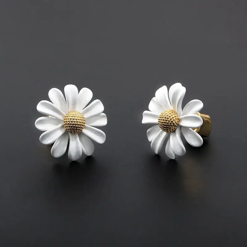 Women Little Daisy Necklace Earrings Set Honeybee Opening Mouth Design Bracelet Ring Accessories Jewelry Painted Flowers Suit