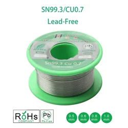 Alambre de soldadura sin plomo, núcleo de colofonia sin plomo para soldadura eléctrica RoHs, 1 piezas, 50g, 0,5-1,0mm