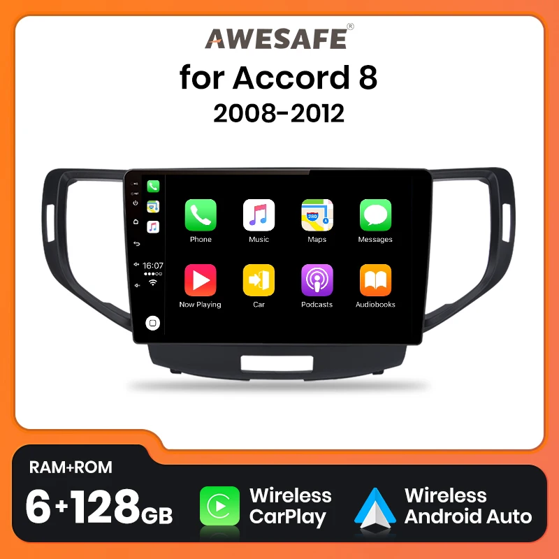 AWESAFE PX9 for Honda Accord 8 2008-2012 Car Radio Multimedia GPS 2 din Android 10.0 CarPlay Autoradio 8GB+128GB