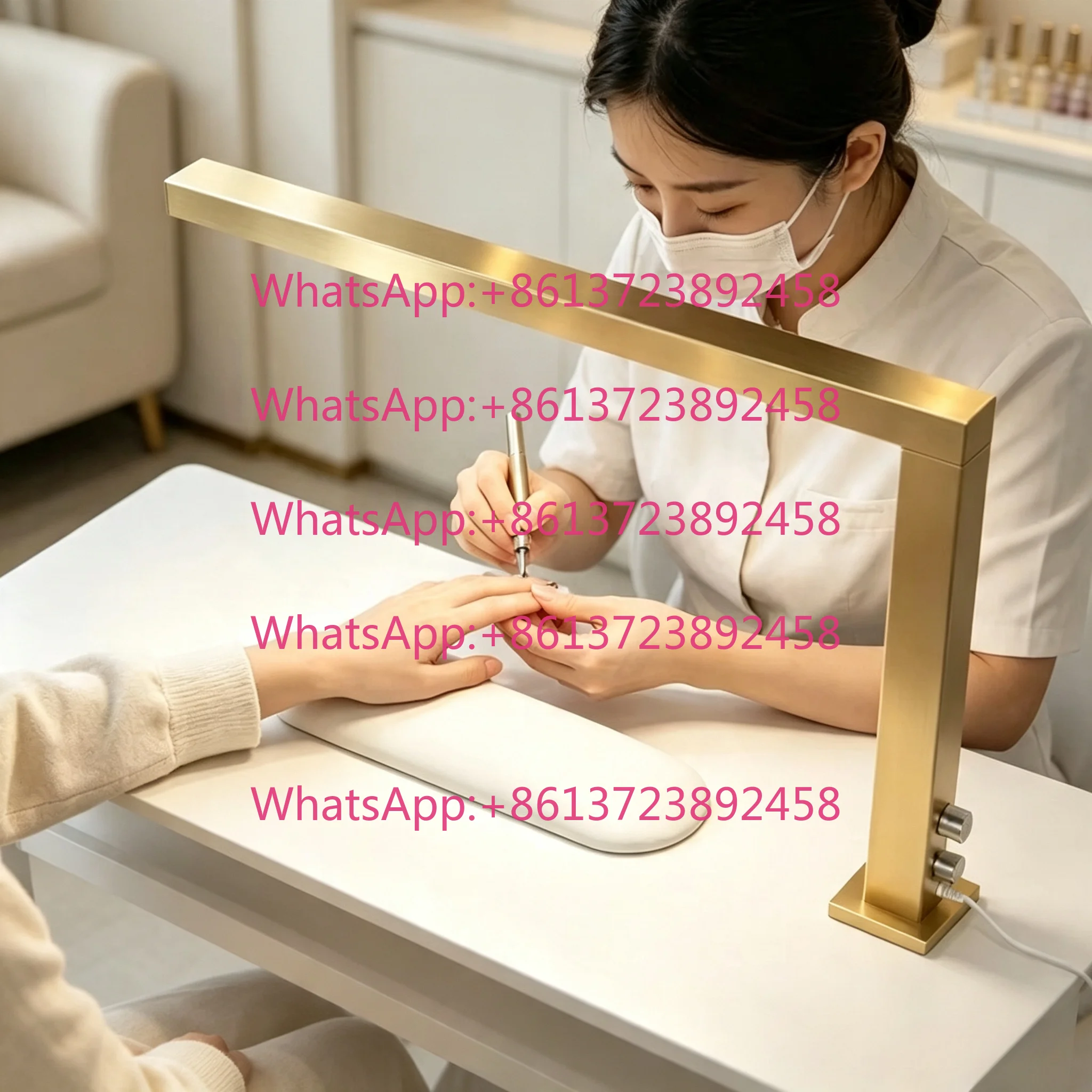 Nail Art Double-Sided Solid Desk Lamp Clip-Style Aluminum Alloy Stepless Dimming Tattoo/Eyebrow/Mascara Work Light Nail Salon
