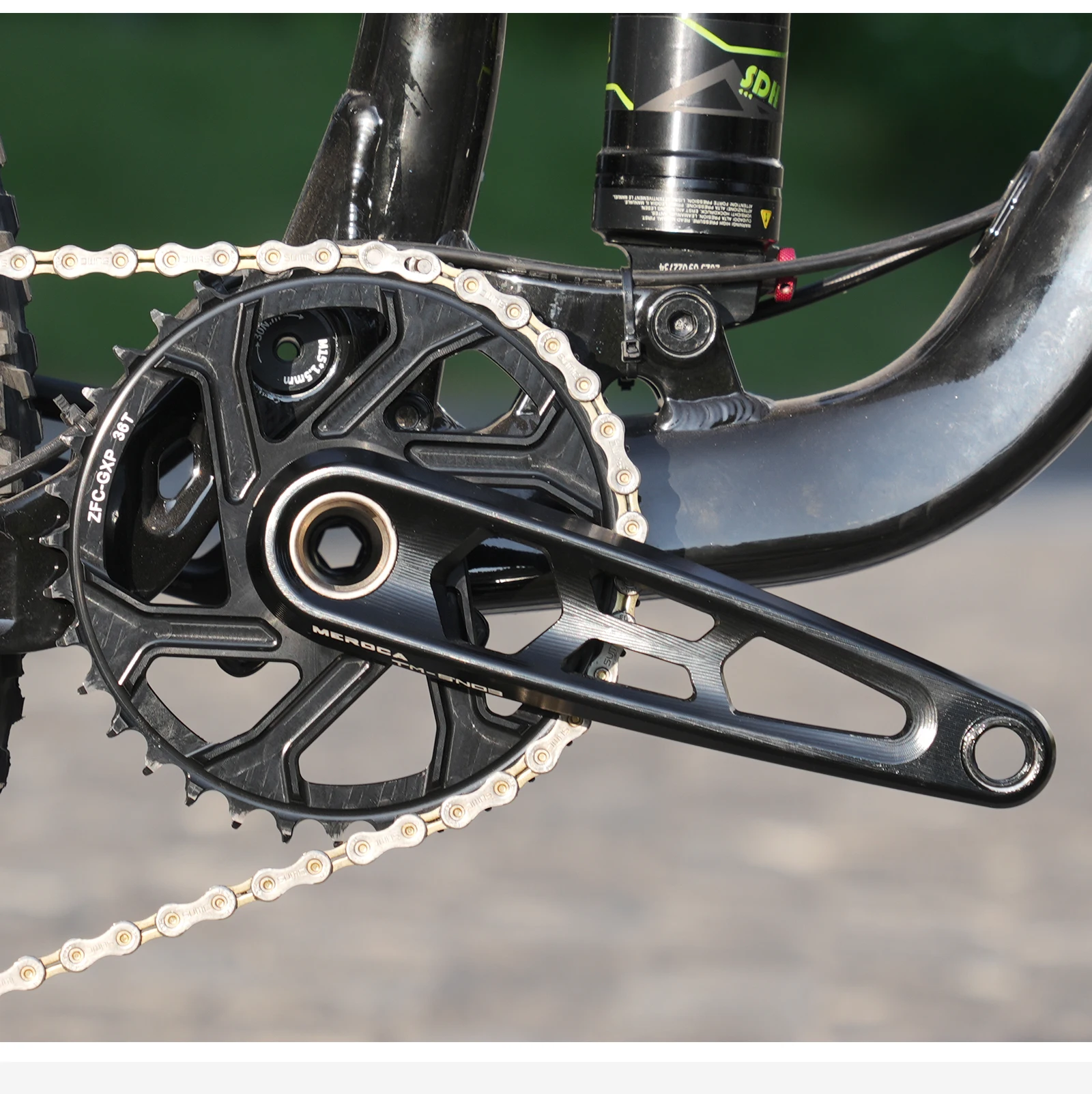 MEROCA MTB Kurbelgarnitur CNC Hohlgeschmiedeter Kurbelarm 3-Bolzen-Direktmontage-Kurbelgarnitur 3mm Offset 32T-38T 165/170mm Mountainbike-Kurbel – Detail 6