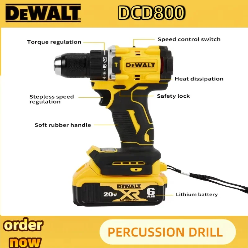 Dewalt compacto sem fio broca motor sem escova chave de fenda multifuncional unidade casa recarregável ferramentas elétricas