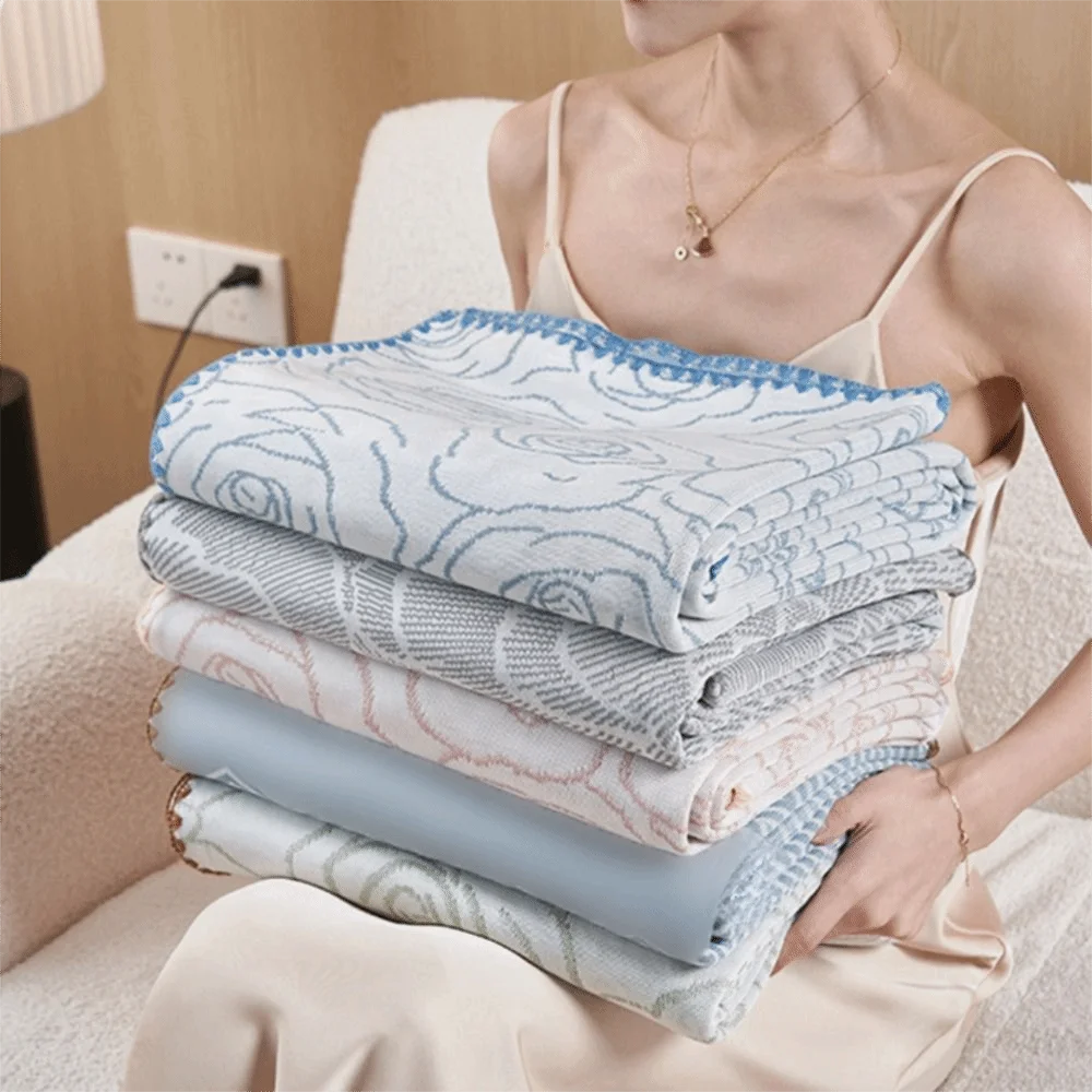 Double Side Flower Pattern Cool Feeling Summer Blanket Thin Breathable Air-conditioned Comforter Skin-friendly Smooth Texture