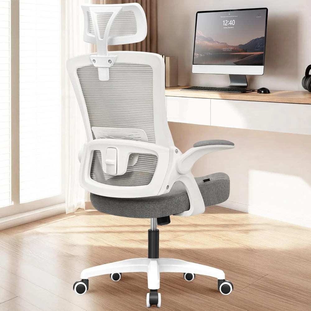 

Back Mesh Office Chair, Ergonomic Adjustable Computer Desk Chair with Flip-Up Armrests & Lumbar Support for Home Office