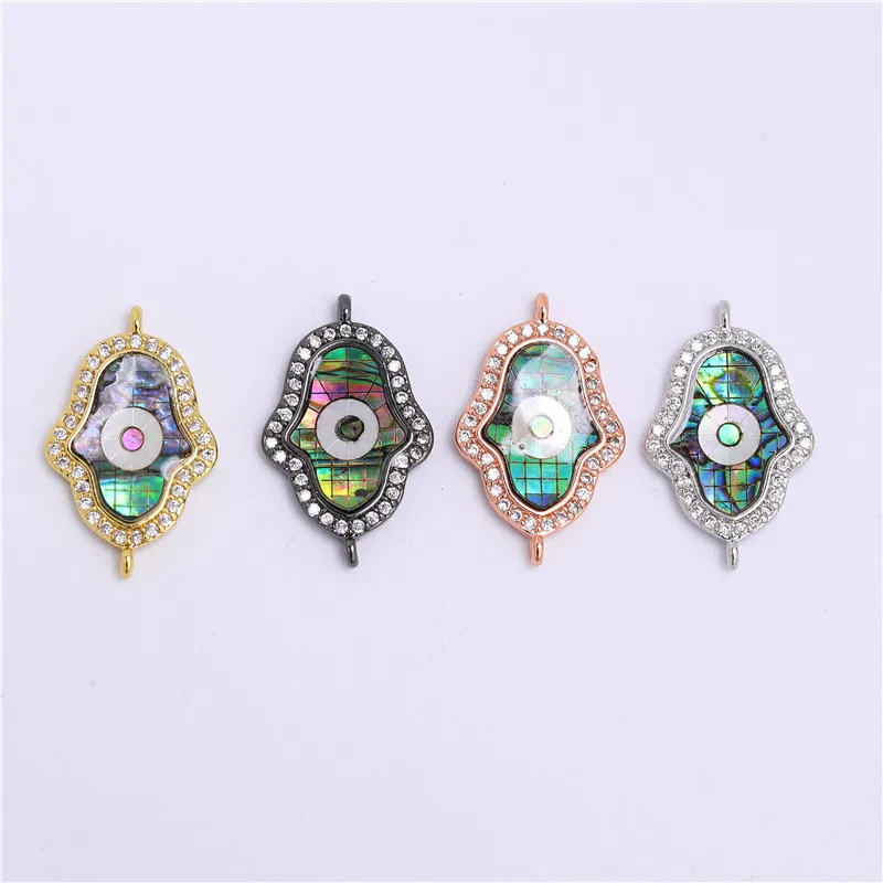 JUYA Jewelry Making Supplies Evil Eyes Connectors CZ Charms Abalone Sheel Connector DIY Bracelet Necklace Hand Made Accessories