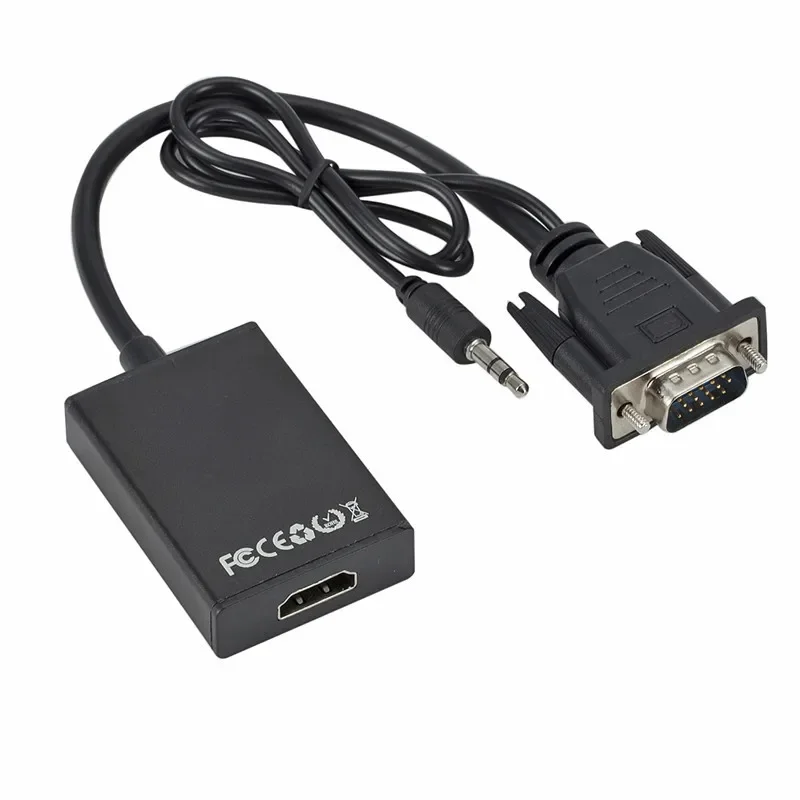 VGA to HDMI-compatible Full HD 1080P Converter Adapter Cable With Audio Output VGA HD Adapter for PC Laptop to HDTV Projector