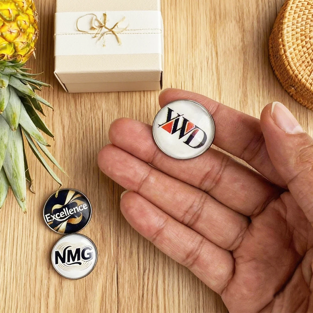 50/100 PCS 27mm Custom Personalized Company Logo Name Lapel Pin, Brooch Souvenir, Round Stainless Steel, Silvery Color