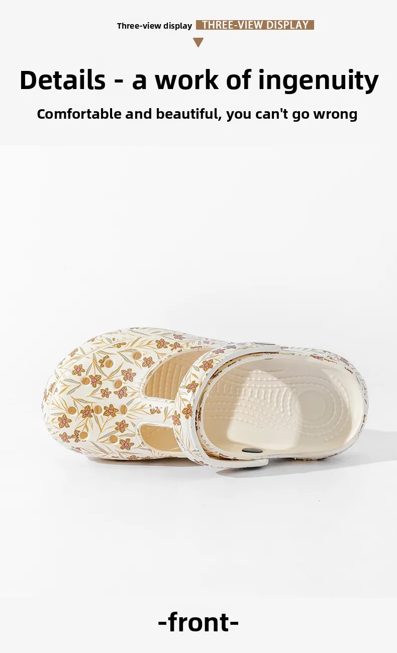 Neue Sommer-Damen-Clogs mit Aufdruck, Geschlossener Zehenbereich, Dicker Rutschfester Sohle, für Outdoor, Strand und Garten – Detail 21