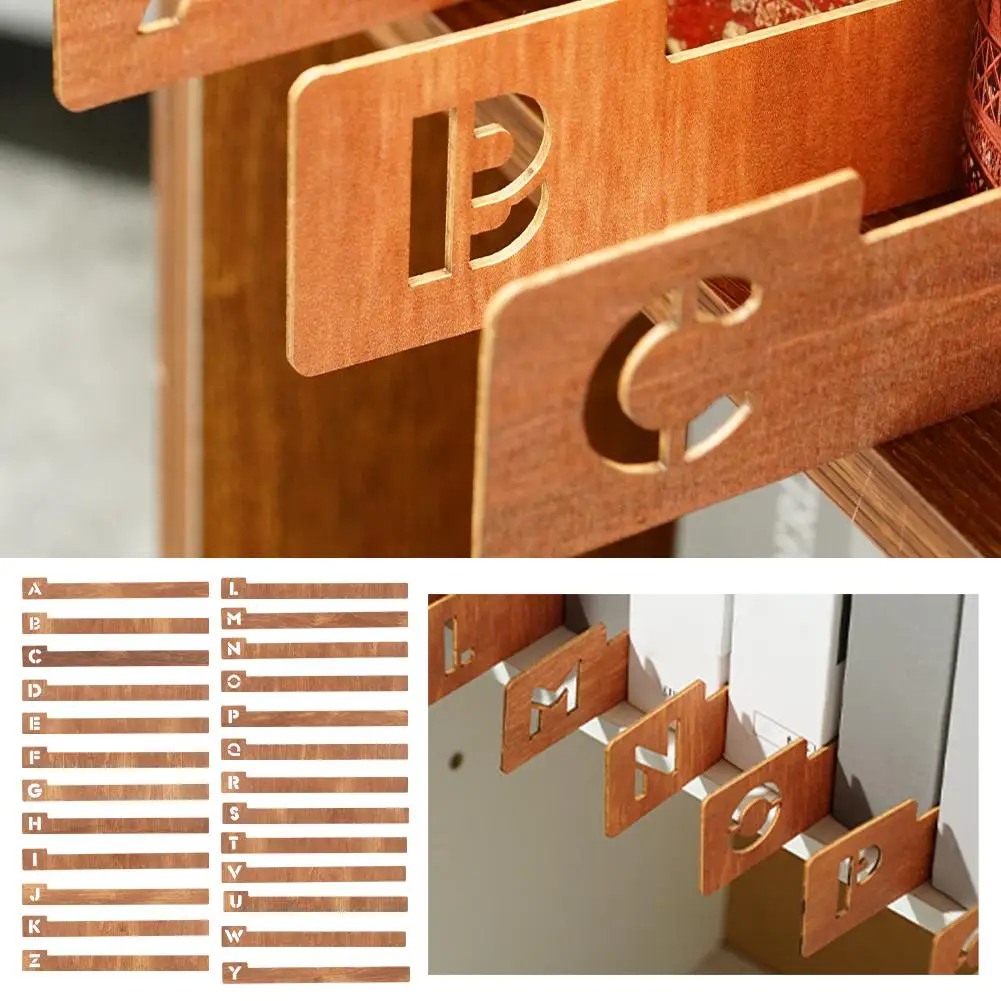 

Wooden Record Dividers Wooden Letter Bookmark Children's Learning Tool Mini Bookmark With Letters Partition Label