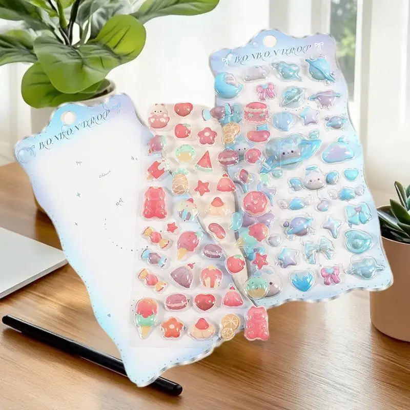 Nouveaux autocollants de dessin animé en Relief 3D, Mini décalcomanies de 1/4 feuilles pour le journal