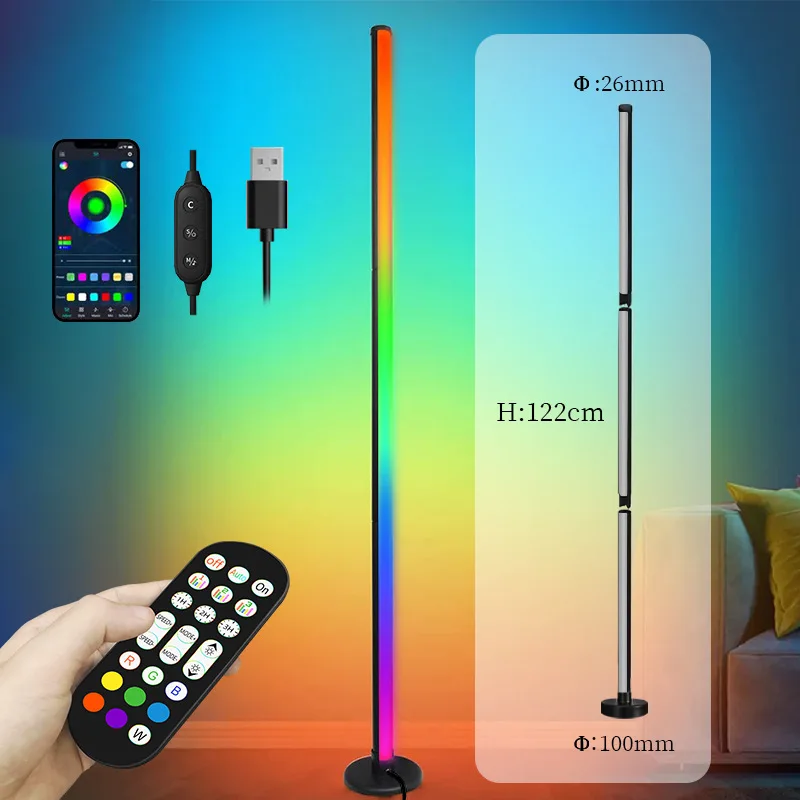 

Led Floor Lamps Living Room Bedroom Colorful Nnight Llights Party E-sports Atmosphere Lights 120CM Multiple Color Switching