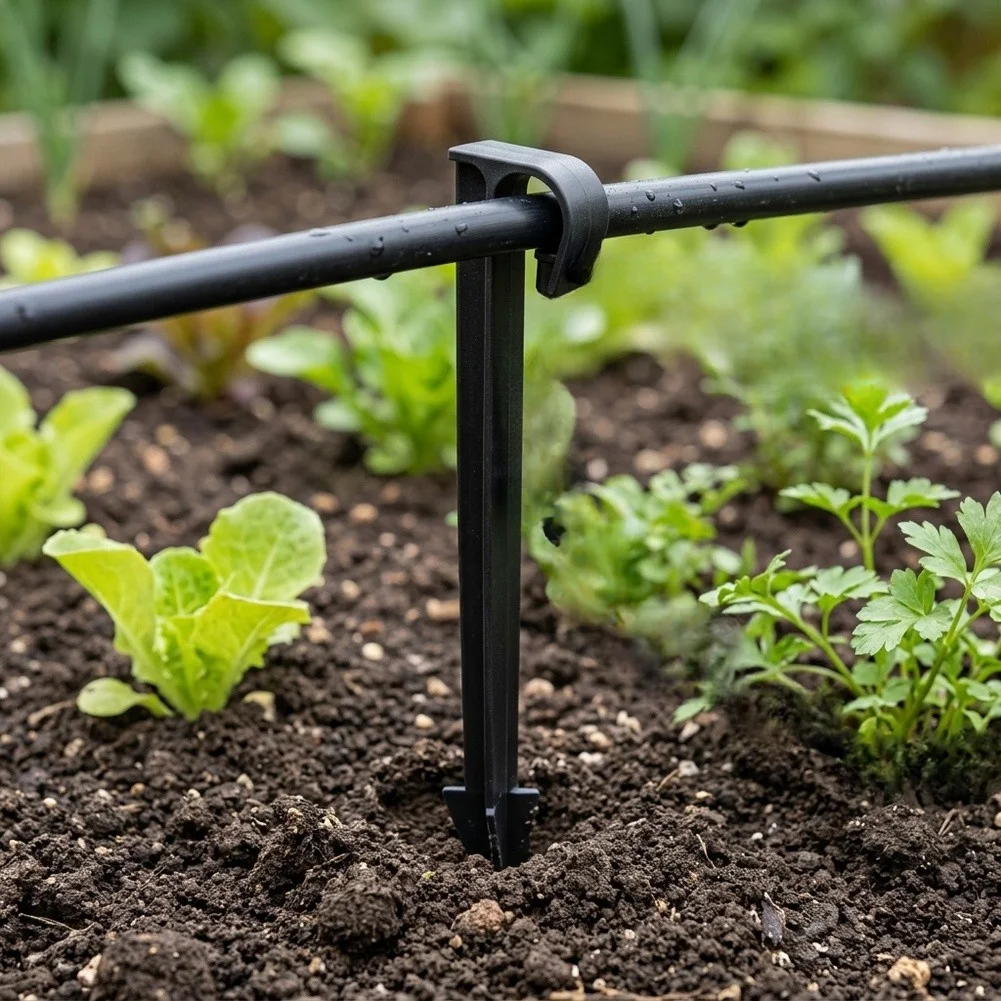 80pcs 1/2 Inch Drip Irrigation Hose Anchors for For garden Soaker Tubing Securing Stakes Plastic Pegs for Landscaping Use