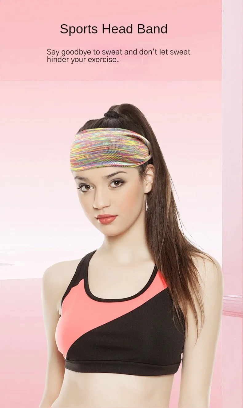 2 PCS Summer New Printed Sports Headband Women's Yoga Anti Sweating Headband Fitness Cycling Running Hairband