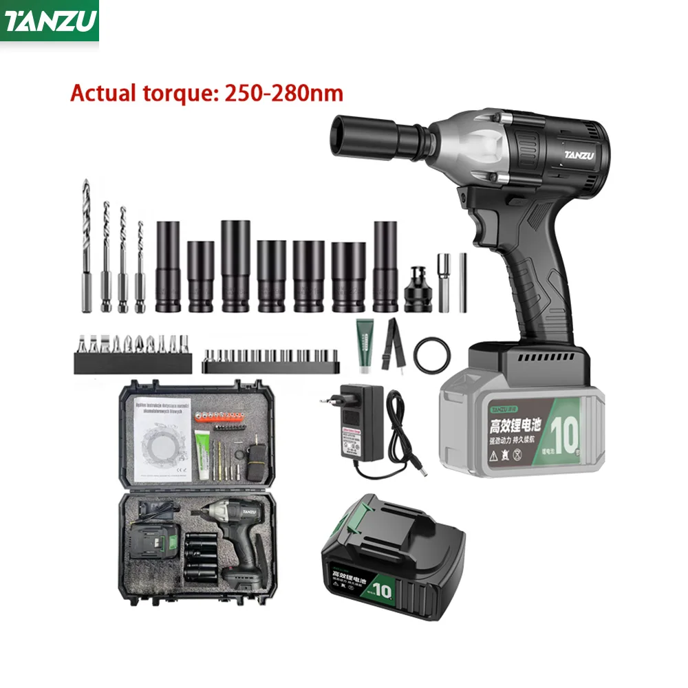 

Electric Impact Wrench 300N.m Torque 21V Cordless Brushless Repair Power Tool Dismantling Tire Screw With Battery Tanzu