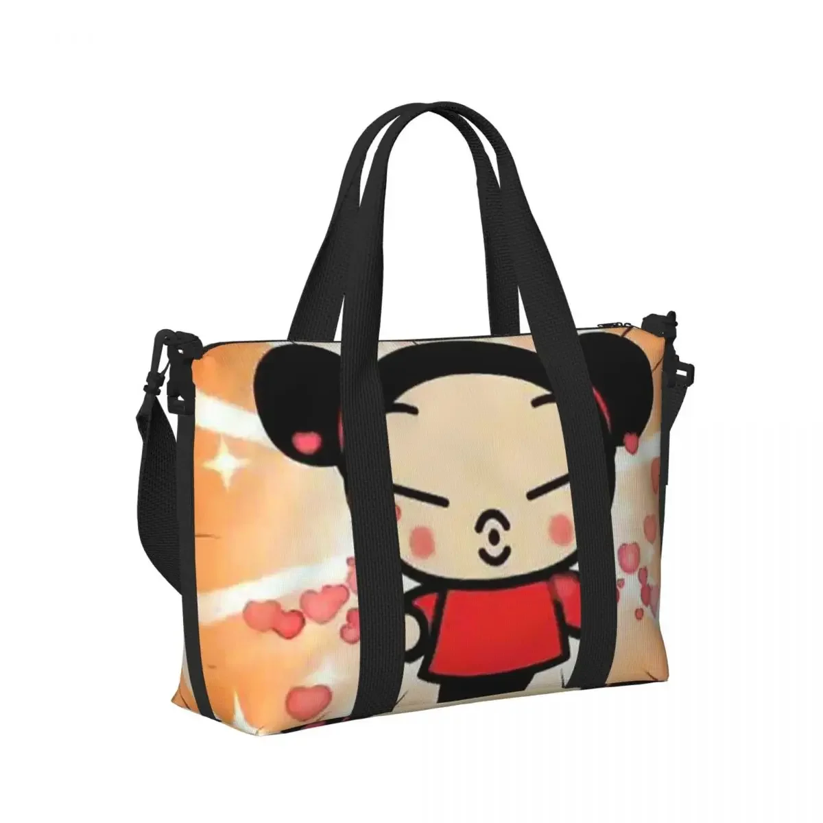 

Сумка-тоут Pucca для пляжа и путешествий, большая вместительная сумка для спортзала, женская спортивная сумка для покупок, сумка через плечо